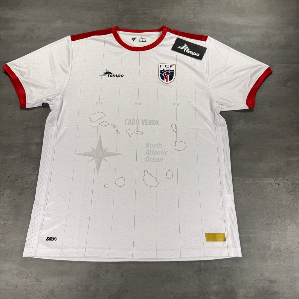 Cape Verde Jersey Mens XL White Away Match 23/24 Soccer International Tempo NEW